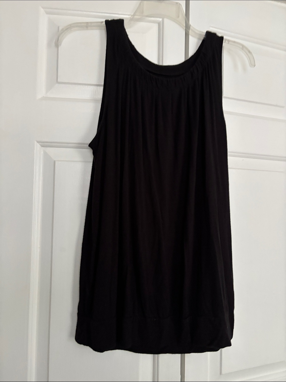 LOFT Black Sleeveless Tank with Gathered Neck